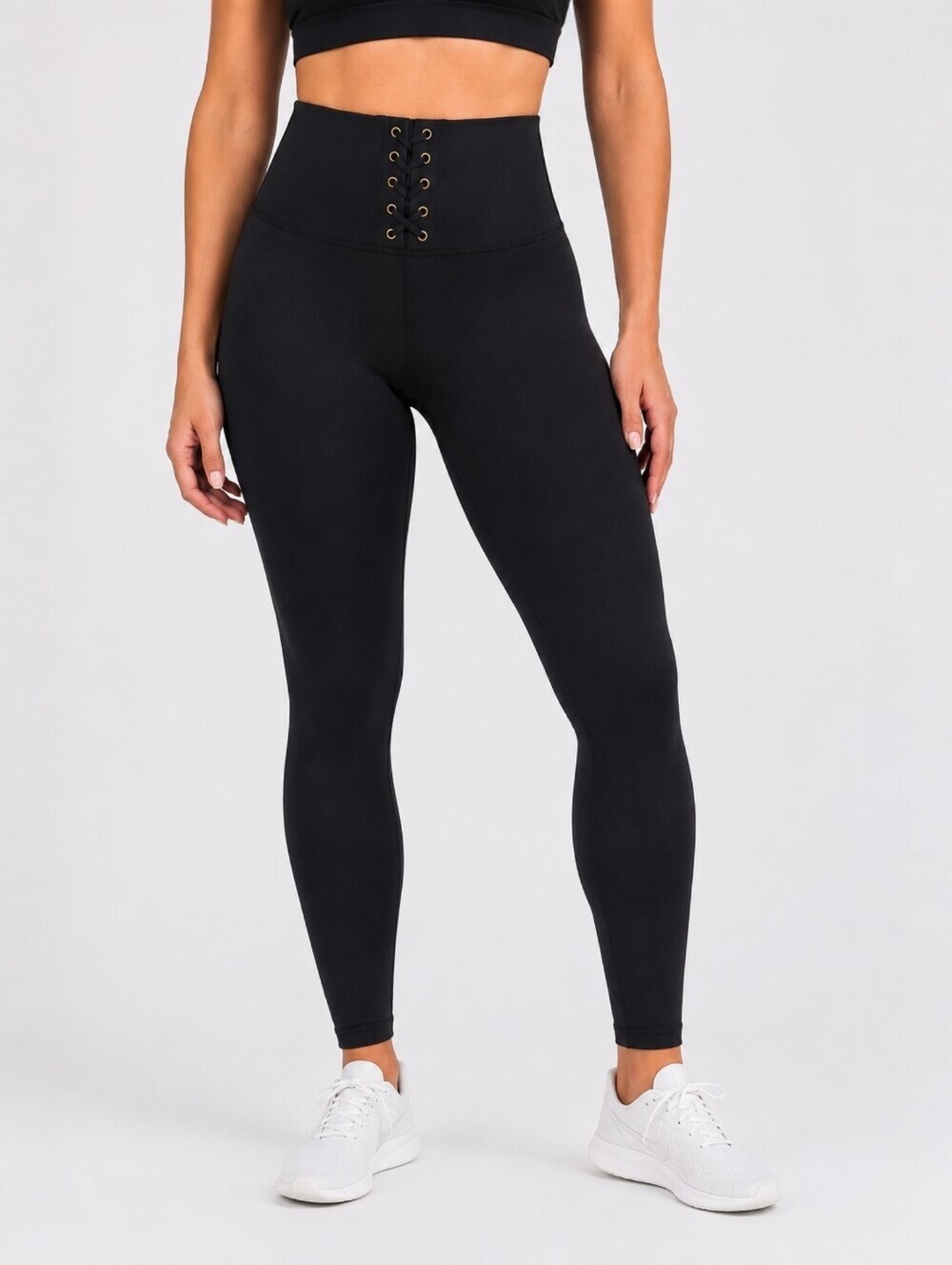 WeWoreWhat x Strut This McGuire Lace Up High Rise Leggings L Black Corset Waist